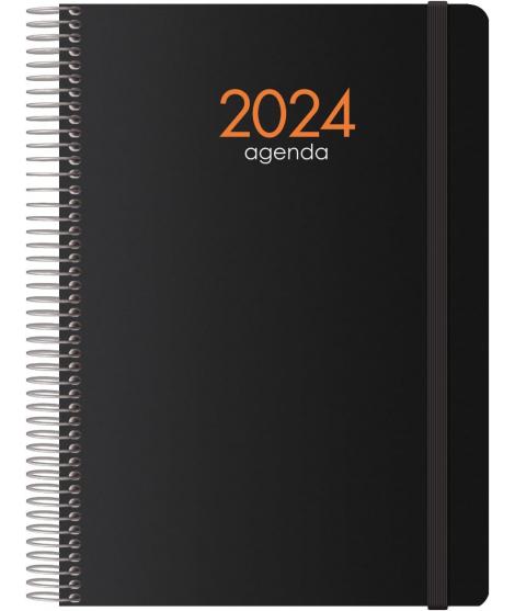 Dohe Syncro Agenda Anual - Semana Vista - Cubierta de Plastico - Cierre con Goma Elastica - Tamaño 15x21cm - Color Negro