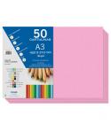 Dohe Cartulinas A3 - 50 Hojas - Gramaje de 180g - Ideal para Manualidades - Color Rosa