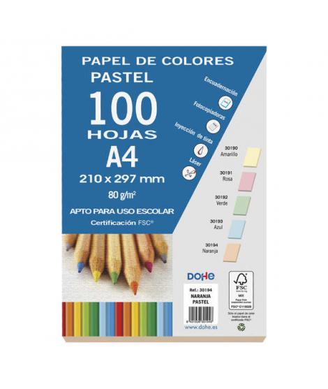 Dohe Papel Multifuncion Color Pastel de 80g - Apto para Fotocopiadoras, Impresoras Laser y Chorro de Tinta - Ideal para Uso Esco