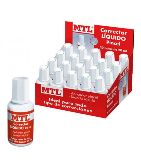 Dohe Expositor de 20 Correctores Liquidos con Aplicador Pincel - 20ml - Rapido Secado - Eficaz Cobertura - Ideal para Oficina y 