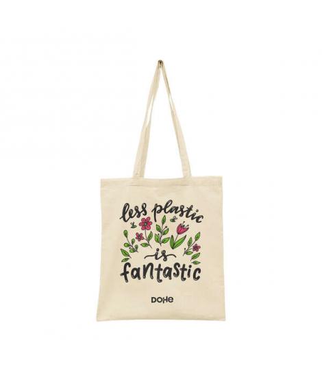 Dohe Totebag de Algodon Reciclado y Organico - 220gr - Asas Largas - Sostenible y Respetuoso con el Medio Ambiente - Espacioso y