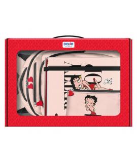 Dohe Pack Mochila, Carpeta y Portatodo Betty Boop - Maletin Regalo 365x515x105mm - Carpeta A4 Recambio - Mochila 3 Compartimento