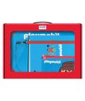 Dohe Pack Mochila, Carpeta y Portatodo Playmobil - Maletin Regalo 365x515x105mm - Carpeta A4 Recambio - Mochila 3 Compartimentos