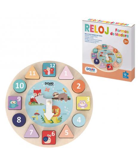 Dohe Juego Educativo de Formas Geometricas de Madera - Bordes Redondos - Tacto Suave - Colores Llamativos - Motivo Reloj - Estim