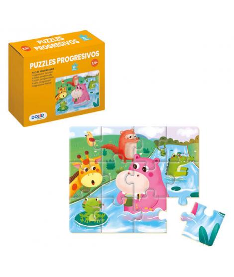 Dohe Puzzle Educativo para Niños - 12 Piezas - Doble Capa de Carton y Contrachapado - Estimula la Imaginacion y el Razonamiento