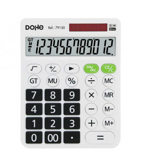 Dohe Calculadora Electronica de 12 Digitos - Pantalla Reclinada - Alimentacion Solar y a Pilar - Teclas de Gran Formato - Funcio