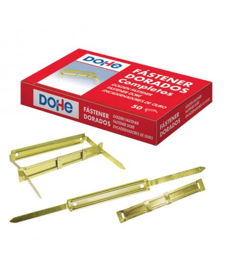 Dohe Fastener Metalico Dorado - para Encuadernaciones de 80mm - Lengüeta y Pasador - Caja de 50 Uds