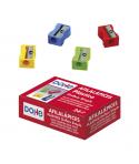 Dohe Caja de 24 Afilalapices de Plastico Resistente - Forma Rectangular - Cuchilla de Acero - Colores Surtidos