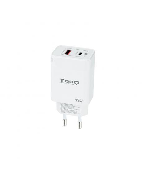 Tooq Cargador de Pared GaN USB-C/PD + USB-A/QC 45W - Color Blanco