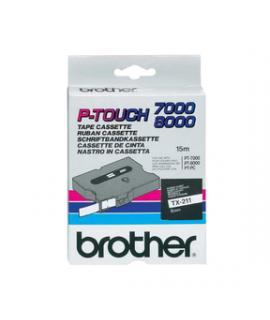 Brother TX211 Cinta Laminada Original de Etiquetas - Texto Negro sobre Fondo Blanco - Ancho 6mm x 15 metros