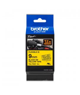 Brother TZeFX621 Cinta Laminada Flexible Original de Etiquetas - Texto negro sobre fondo amarillo - Ancho 9mm x 8 metros