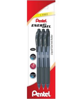 Pentel EnerGel X Pack de 3 Boligrafos de Bola Retractiles Tinta Gel - Punta 0.7mm - Trazo 0.35mm - Recargable - Grip de Agarre -