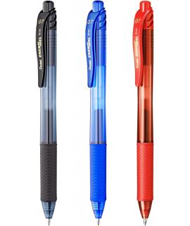 Pentel EnerGel X Pack de 3 Boligrafos de Bola Retractiles Tinta Gel - Punta 0.7mm - Trazo 0.35mm - Recargable - Grip de Agarre -