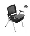 Cromad Pack de 2 Sillas Confidente con Pala Abatible - Acolchado Extra Grueso - Tableta Resistente - Brazos Moviles - Asiento Pl