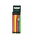 Faber-Castell Textliner 38 Pack de 4 Marcadores Fluorescentes - Cuerpo Fino - Punta Biselada - Trazo Grueso y Fino - Tinta con B