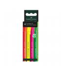 Faber-Castell Textliner 38 Pack de 4 Marcadores Fluorescentes - Cuerpo Fino - Punta Biselada - Trazo Grueso y Fino - Tinta con B