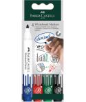 Faber-Castell W20 Pack de 4 Rotuladores para Pizarra Blanca - Punta de Bala - Ancho de Linea 2,25mm - Borrado en Seco - Colores 