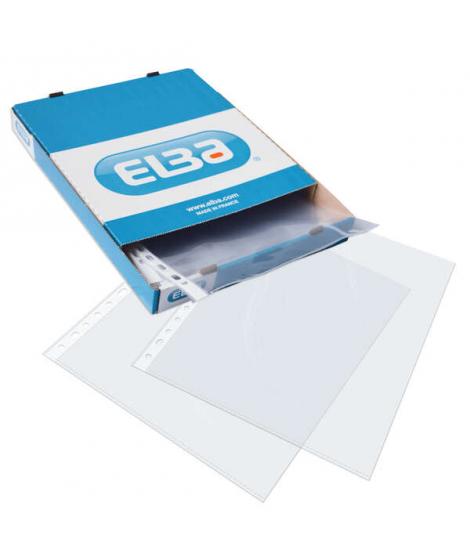 Elba Pack de 100 Fundas Multitaladro Standard Folio - Material de PP de 70? - Transparentes y Resistentes