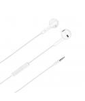 DCU Tecnologic Auriculares Jack 3.5mm Estereo Blanco con Microfono y Control de Volumen - Microfono Integrado para Llamadas Mano