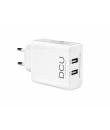 DCU Tecnologic Cargador 2xUSB Compacto - Carga Dos Dispositivos Simultaneamente - Puertos USB de 5V Cada Uno 2.4 a + 2.4 A - Col