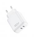 DCU Tecnologic Cargador Doble USB Tipo C PD 20W + 20W - Color Blanco