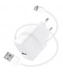 DCU Tecnologic Cargador USB 5V 2.4A + Cable Lightning MFI - 1m - Carga Rapida y Segura - Conector C89 - Color Blanco