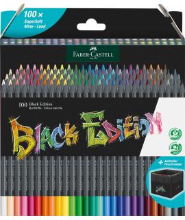 Faber-Castell Black Edition Pack de 100 Lapices de Colores - Mina Supersuave - Madera Negra - Ideales para Dibujo sobre Papel Cl