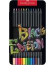 Faber-Castell Black Edition Caja Metalica de 12 Lapices de Colores - Mina Supersuave - Madera Negra - Ideales para Dibujo sobre 