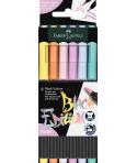 Faber-Castell Black Edition Pack de 6 Rotuladores Punta Pincel - Tinta a Base de Colorantes Alimentarios - Colores Pastel Surtid