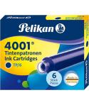 Pelikan 4001 TP/6 Pack de 6 Cartuchos - Tinta de Alta Calidad - Compatible con Plumas Estilograficas - Color Azul Real