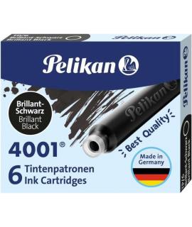 Pelikan 4001 TP/6 Pack de 6 Cartuchos - Tinta de Alta Calidad - Compatible con Plumas Estilograficas - Color Negro