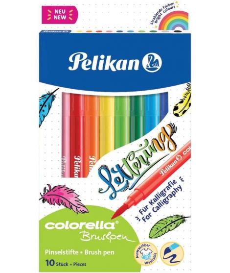 Pelikan Caja de 10 Rotuladores Brushpen - Punta de Pincel - Lavables