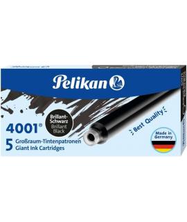 Pelikan 4001 GTP/5 Pack de 5 Cartuchos Largos - Tinta de Alta Calidad - Compatible con Plumas Estilograficas - Color Negro