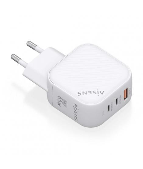 Aisens Cargador GAN 65W - 2xUSB-C PD3.0 QC4.0 - 1xUSB-A QC3.0