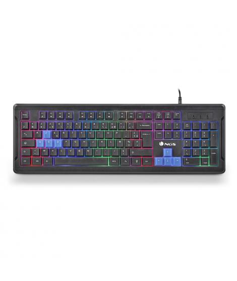 NGS GKX-305 Teclado Gaming USB Frances - 26 Teclas Antighosting - Iluminacion LED 5 Niveles de Intensidad - Teclas Multimedia - 