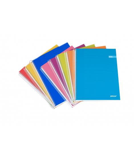 Ancor Classic Stripes Cuaderno Espiral Tamaño Folio Cuadriculado 4x4mm - 80 Hojas 60gr - Tapa Dura de Carton Plastificado - Colo