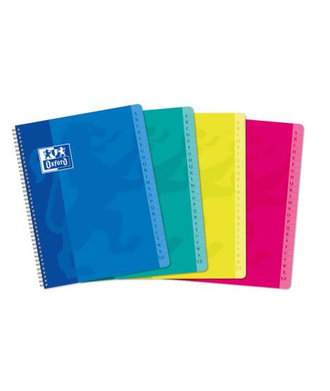 Oxford Classic A5+ Cuaderno con Espiral Tapa Blanda - 90 Hojas - Cuadricula 5x5 - Colores Surtidos