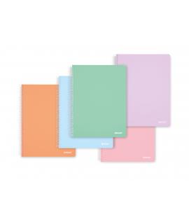 Ancor Classic Stripes Cuaderno Espiral Tamaño Folio Cuadriculado 4x4mm - 80 Hojas 90gr - Tapa de Plastico - Colores Pastel Surti