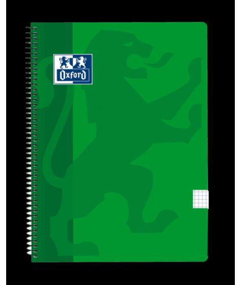 Oxford School Classic Cuaderno Espiral Tapa de Plastico Folio 4x4 - 80 Hojas - Ideal para Estudiantes - Resistente y Duradero - 