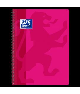 Oxford School Classic Cuaderno Espiral Tapa de Plastico Folio 4x4 - 80 Hojas - Margen - Ideal para Estudiantes - Color Fucsia