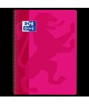 Oxford School Classic Cuaderno Espiral Tapa de Plastico Folio 4x4 - 80 Hojas - Margen - Ideal para Estudiantes - Color Fucsia