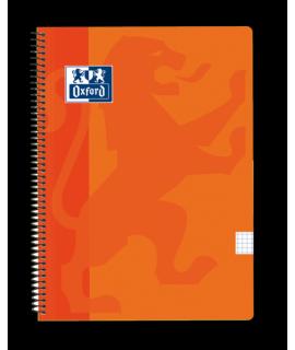 Oxford School Classic Cuaderno Espiral Tapa de Plastico Folio 4x4 - 80 Hojas - con Margen - Ideal para Estudiantes - Color Naran