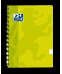 Oxford School Classic Cuaderno Espiral Tapa de Plastico Folio 4x4 - 80 Hojas - Margen 4x4 - Tamaño Folio - Color Lima