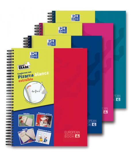 Oxford School Classic Write&Erase Europeanbook 4 - Tapa Extradura - Pizarra Blanca Extraible - 120 Hojas