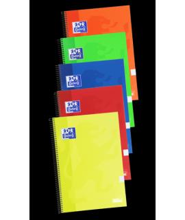 Oxford School Classic Cuaderno Espiral Tapa Extradura Write&Erase - Folio 4x4 con Margen - 80 Hojas - Colores Surtidos