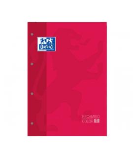 Oxford School Classic Cuaderno de Recambio - Tamaño A4 - Tapa Blanda - Encolado - 80 Hojas - Cuadricula 5x5 - Color Rojo