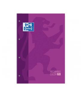 Oxford School Classic Cuaderno de Recambio - Tamaño A4 - Tapa Blanda - Encolado - 80 Hojas - Cuadricula 5x5 - Color Morado