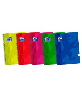 Oxford School Classic Fº Cuaderno Espiral - Tapa de Plastico - Pauta 3.5 con Margen - 80 Hojas - Colores Surtidos