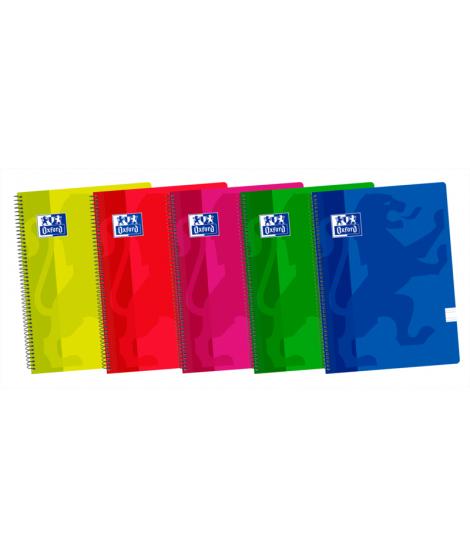 Oxford School Classic Fº Cuaderno Espiral - Tapa de Plastico - Pauta 3.5 con Margen - 80 Hojas - Colores Surtidos