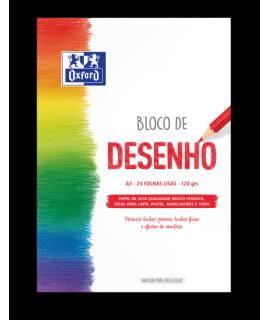 Oxford Dibujo Escolar Bloc Encolado A3 - Tapa Blanda/Contratapa Rigida - 24 Hojas 120gr - Papel Liso